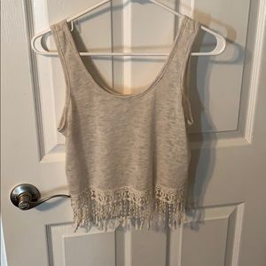 Cream boho crop top